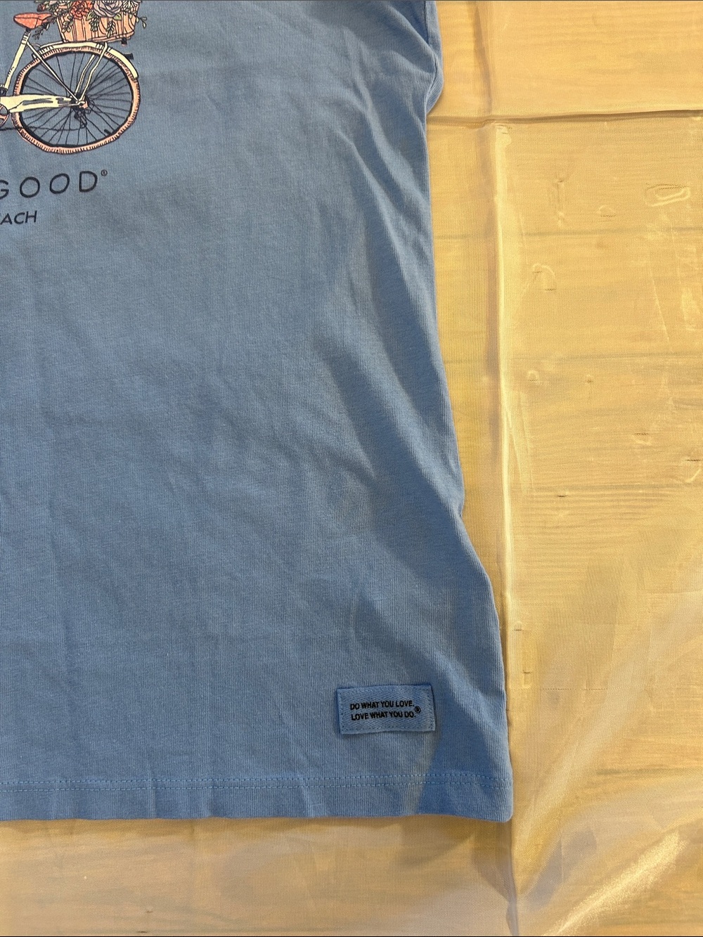 Life Is Good Blue V-Neck Tee with Floral Bicycle Graphic - Picture 4 of 9